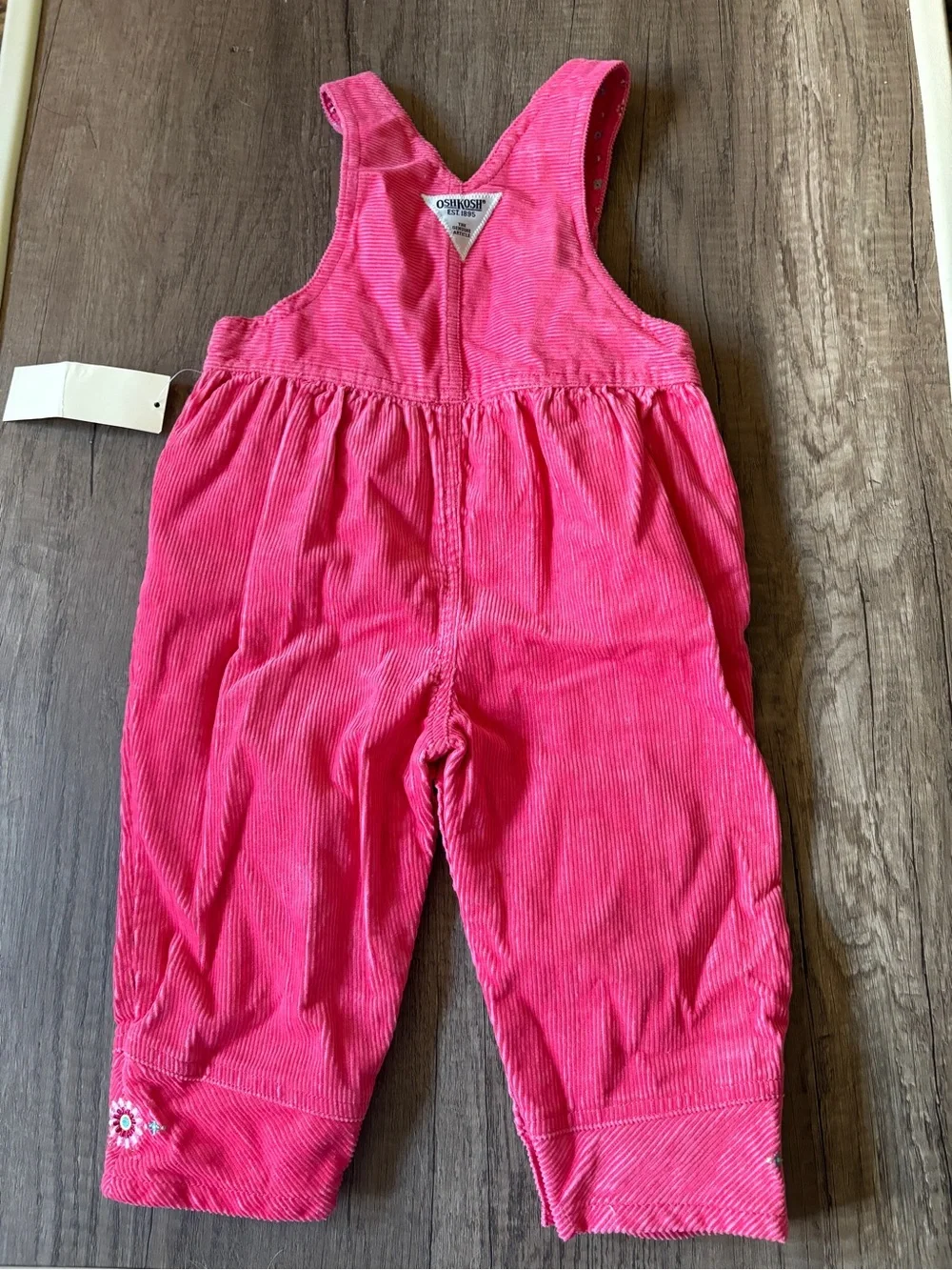 Vintage 2000s Y2K Oshkosh Overalls Bibs Vestbak Corduroy Floral Pink NWT 18M